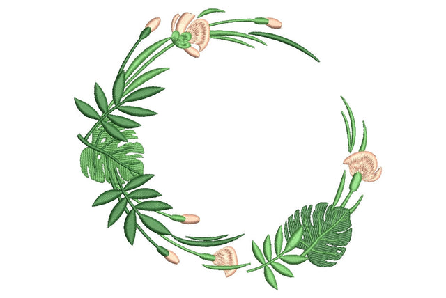 Tropical leaves frame machine emboidery design, 4 sizes. Embroidery/Applique DESIGNS ArtEMByNatalia 