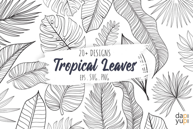 Tropical Leaves Line Art Graphic Element SVG dapiyupi store 
