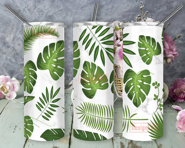 Tropical Leaves Tumbler PNG, Monstera Leaf Full Tumbler Wrap, Plant 20oz Skinny Tumbler, Tropical Plants Sublimation Design, Digital Download Sublimation DesignSVG 