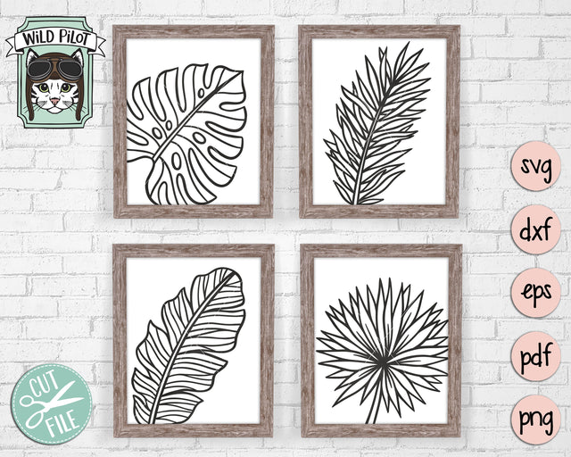 Tropical Palm Leaves SVG Cut File, Monstera Leaf SVG File, Tropical Plant SVG File, Tropical Leaves Cut File, Palm Leaf SVG File, Fern SVG SVG Wild Pilot 
