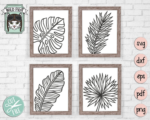 Tropical Palm Leaves SVG Cut File, Monstera Leaf SVG File, Tropical Plant SVG File, Tropical Leaves Cut File, Palm Leaf SVG File, Fern SVG SVG Wild Pilot 
