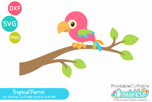 Tropical Parrot SVG SVG Printable Cuttable Creatables 