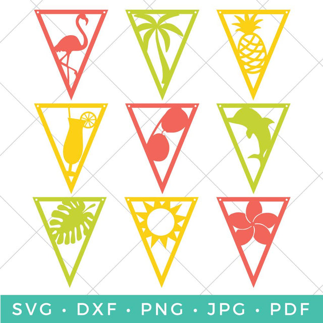 Tropical Pennants SVG Hey Let's Make Stuff 