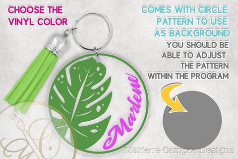 Tropical Round Keychain Pattern SVG Bundle /SVG, DXF, PNG SVG Marlene Campos 