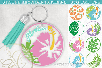 Tropical Round Keychain Pattern SVG Bundle /SVG, DXF, PNG SVG Marlene Campos 