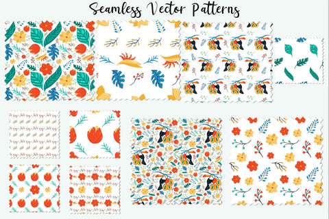 Tropical seamless pattern bundle| Scrapbooking bundle| Summer Seamless Patterns Digital Pattern Createya Design 
