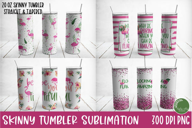 Tropical Skinny Tumbler Bundle-Flamingo Tumbler Wrap Designs Sublimation Linden Valley Designs 