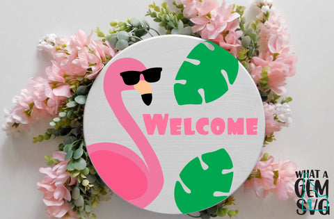Tropical Summer Door Hanger SVG Bundle | Summer SVG | Famingo Welcome Sign SVG | Pineapple Welcome Sign svg | Tropical Welcome Sign svg SVG What A Gem SVG 