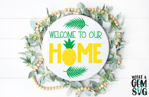 Tropical Summer Door Hanger SVG Bundle | Summer SVG | Famingo Welcome Sign SVG | Pineapple Welcome Sign svg | Tropical Welcome Sign svg SVG What A Gem SVG 