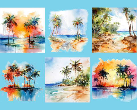 Tropical Sunset Summer Watercolor Sublimation JPG PNG Sublimation nikola 