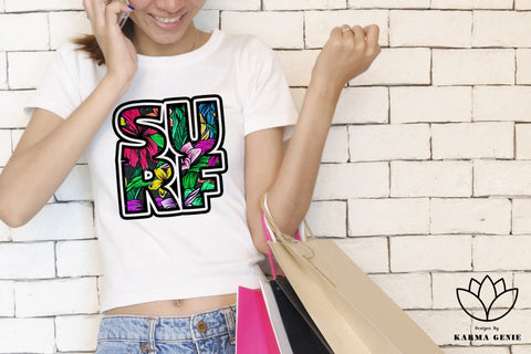 Tropical Surfing Design - SVG Beach Vacation Sublimation SVG Karma Genie Graphics 