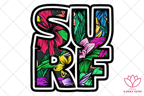 Tropical Surfing Design - SVG Beach Vacation Sublimation SVG Karma Genie Graphics 
