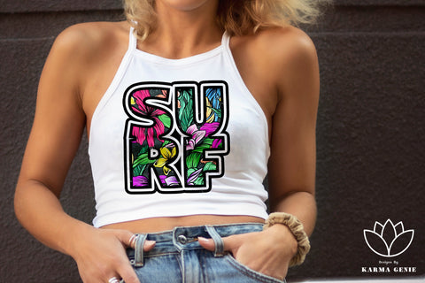 Tropical Surfing Design - SVG Beach Vacation Sublimation SVG Karma Genie Graphics 