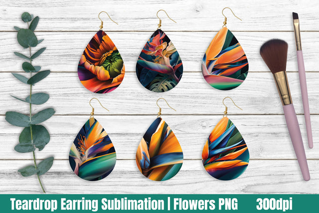 Tropical Teardrop earrings Sublimation Sublimation Helga Art 