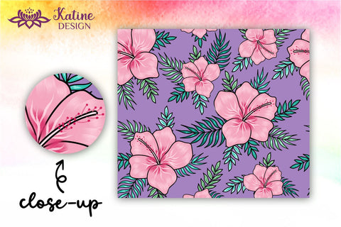 Tropical Tumbler, Pink Hibiscus Flowers, Hawaii tumbler, Floral tumbler, Summer Tumbler Wrap for 20 oz Skinny Sublimation Wrap Design. Straight and Tapered Sublimation Wrap Design. PNG file Sublimation KatineDesign 