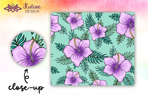 Tropical Tumbler, Purple Hibiscus Flowers, Hawaii tumbler, Floral tumbler, Summer Tumbler Wrap for 20 oz Skinny Sublimation Wrap Design. Straight and Tapered Sublimation Wrap Design. PNG file Sublimation KatineDesign 