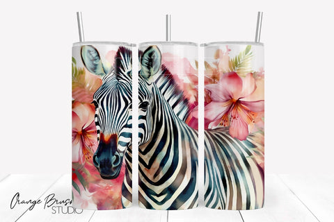 Tropical Tumbler Sublimation, Summer Skinny Tumbler Wrap Sublimation OrangeBrushStudio 