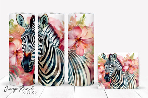 Tropical Tumbler Sublimation, Summer Skinny Tumbler Wrap Sublimation OrangeBrushStudio 
