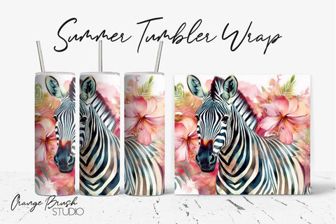 Tropical Tumbler Sublimation, Summer Skinny Tumbler Wrap Sublimation OrangeBrushStudio 
