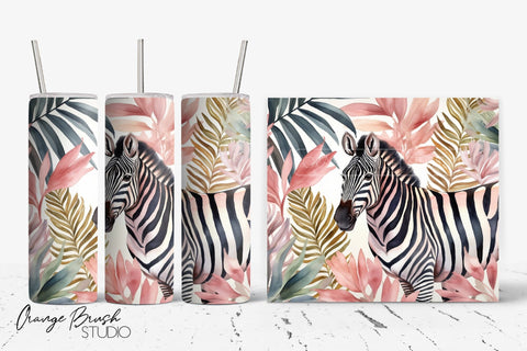 Tropical Tumbler Wrap Skinny Tumbler Sublimation Design Sublimation OrangeBrushStudio 