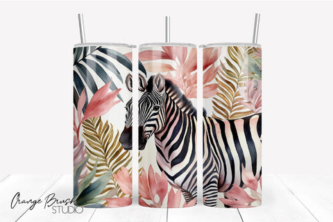 Tropical Tumbler Wrap Skinny Tumbler Sublimation Design Sublimation OrangeBrushStudio 