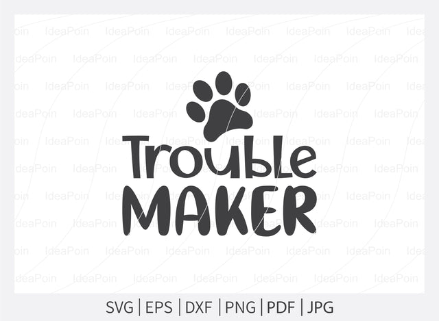 Trouble maker svg, Dog Bandana svg, Dogs svg, Dog Shirt svg, Dog Bandana svg Vector, Dog Bandana Designs, Dog Life svg, Dog Lover svg, Dog Mom svg, Dog quotes SVG Dinvect 