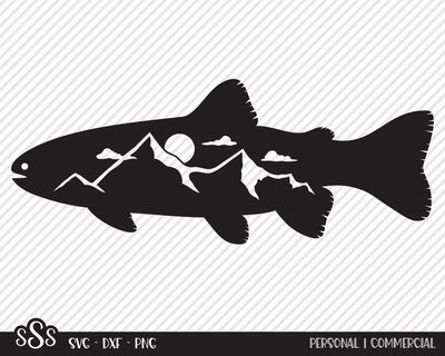 Trout Mountain Scene Design | Outdoor SVG SVG Texas Southern Cuts 