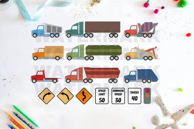 Truck Clipart Set, Transportation Bundle SVG Digital Good Things 