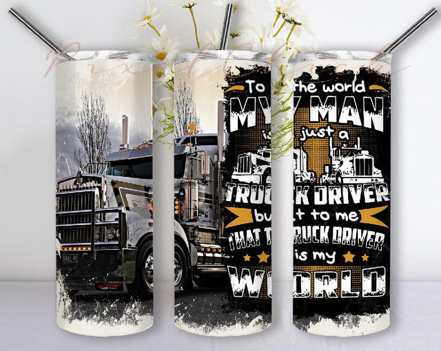 Truck Driver 20oz Skinny Tumbler Sublimation Designs Patriotic American Truck Tumbler for Straight/Tapered Tumbler Design Sublimation PixelChick 
