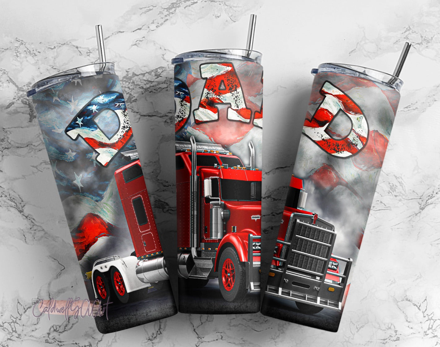 20oz Truck Driver Gifts for Men - Personalized Truck Tumbler, Best Truckin  Dad Ever - Cool Gifts for