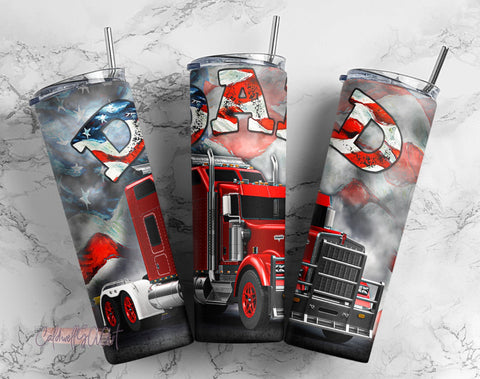 Truck Driver Dad Tumbler 20 oz Skinny Sublimation Wrap Straight/Tapered PNG, Truck Dad Tumbler, Father's Day Tumbler Sublimation CaldwellArt 