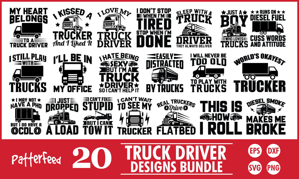 Truck Driver SVG Designs Bundle - So Fontsy