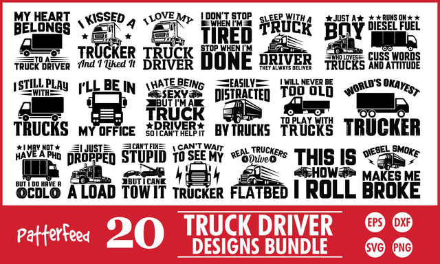 Truck Driver SVG Designs Bundle SVG PatternFeed8 