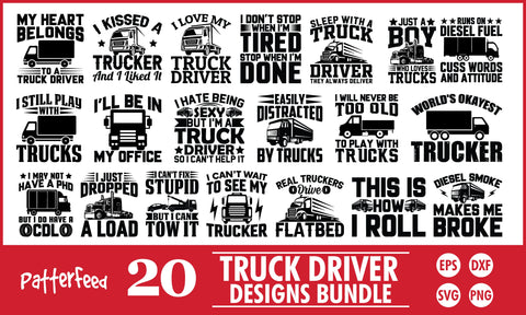 Truck Driver SVG Designs Bundle SVG PatternFeed8 