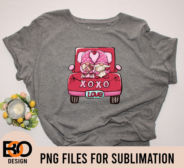 Truck Heart Valentines Day PNG, Valentine Gnome PNG, Valentine's Truck png, Funny Valentines, Boys Girls Valentine Shirt Sublimation BOO-design 