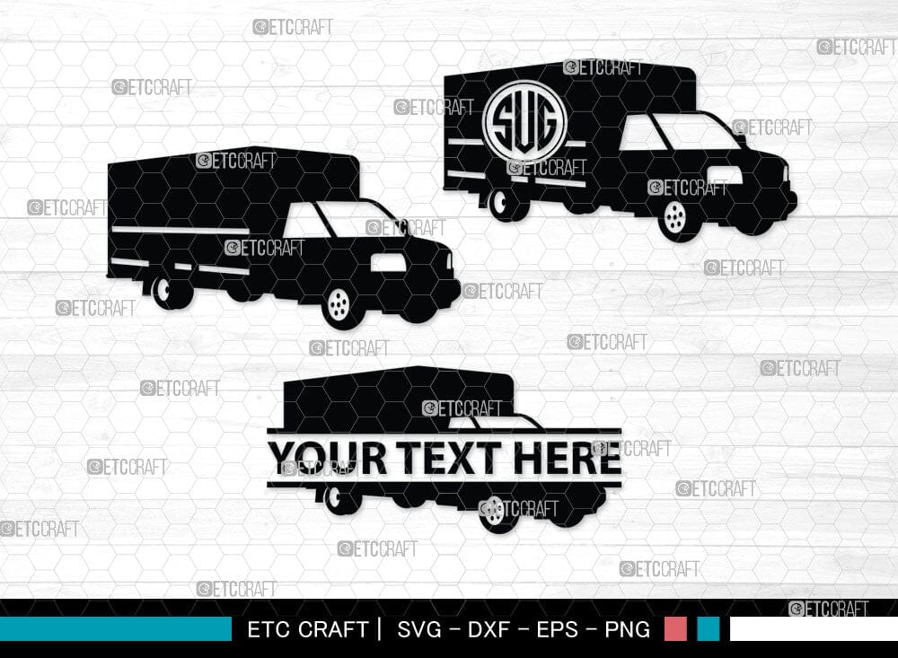 Truck Monogram, Truck Silhouette, Pickup Truck Svg, Container Svg, Semi ...