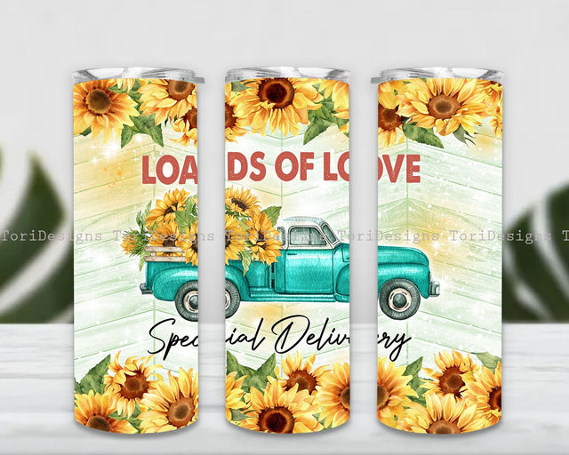 Truck Sunflowers 20 oz Skinny Tumbler Sublimation Design, Straight And Tapered Tumbler Wrap, Instant Digital Download PNG Sublimation ToriDesigns 