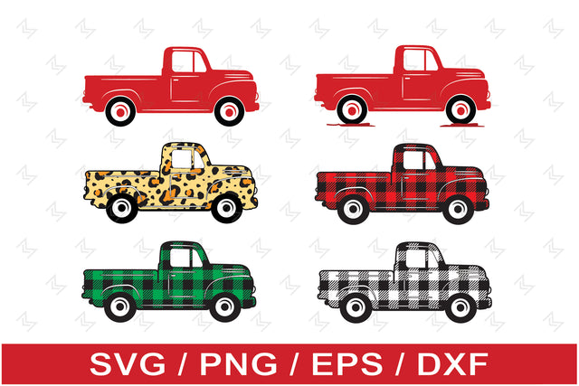 Truck Svg bundle, Buffalo Plaid Truck Svg, Leopard Truck Svg, Red Truck Svg, Png, Dxf SVG SailorMoonDigitals 