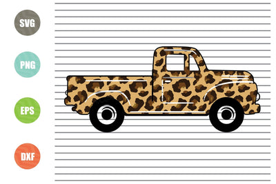 Truck SVG , Vintage Farm Truck Svg, Leopard Print Truck, Grunge Pickup Truck, Kids Silhouette Png Eps Dxf Vinyl Decal Digital Cut File SVG Artstoredigital 