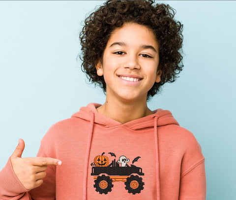 Truck with a pumpkin and a little ghost embroidery design, Autumn truck embroidery, 4 sizes, instant download. Embroidery/Applique DESIGNS ArtEMByNatalia 