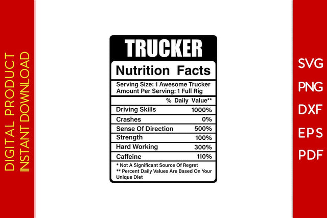 Trucker Nutrition Facts SVG PNG PDF Cut File SVG Creativedesigntee 