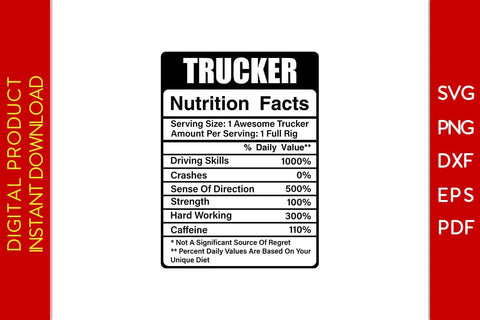 Trucker Nutrition Facts SVG PNG PDF Cut File SVG Creativedesigntee 