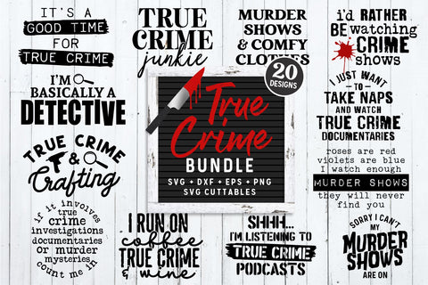 True Crime Bundle svg - True Crime Cut Files - Funny svg - Murder svg - dxf - eps - png - Silhouette - Cricut - Digital File SVG Svg Cuttables 