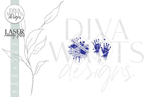 True Crime Earrings Glowforge SVG Crime Scene Tape and Bloody Hands Glowforge Earrings SVG Earrings for Halloween Hand Print Earrings SVG SVG Diva Watts Designs 