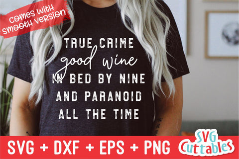 True Crime Good Wine In Bed By Nine svg - True Crime Cut File - Funny svg - Murder svg - dxf - eps - png - Silhouette - Cricut - File SVG Svg Cuttables 