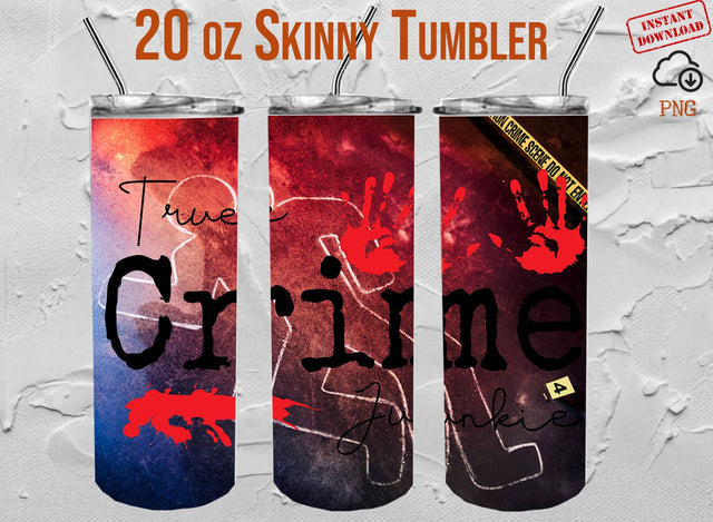 True Crime Junkie Png, Messy Bun Skull 20oz Skinny Tumbler Sublimation Designs True Crime Tumbler Sublimation Design Png Instant Download SVG 1966digi 