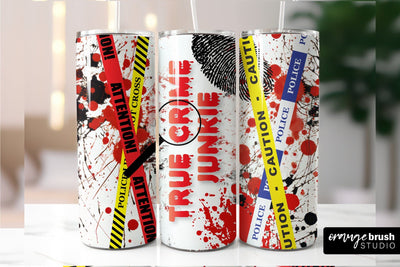 True Crime Sublimation Tumbler Design, Bloody Tumbler Wrap Sublimation OrangeBrushStudio 