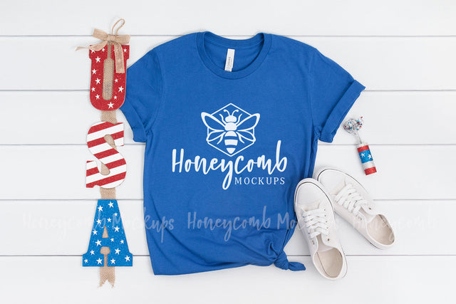 True Royal 3001 Bella Canvas Mockup, 4th of July Mockup Mock Up Photo Honeycomb Mockups 