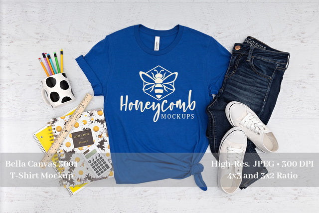 True Royal Bella Canvas 3001 Mockup, Teacher Shirt Mockup, School Mockup Mock Up Photo Honeycomb Mockups 