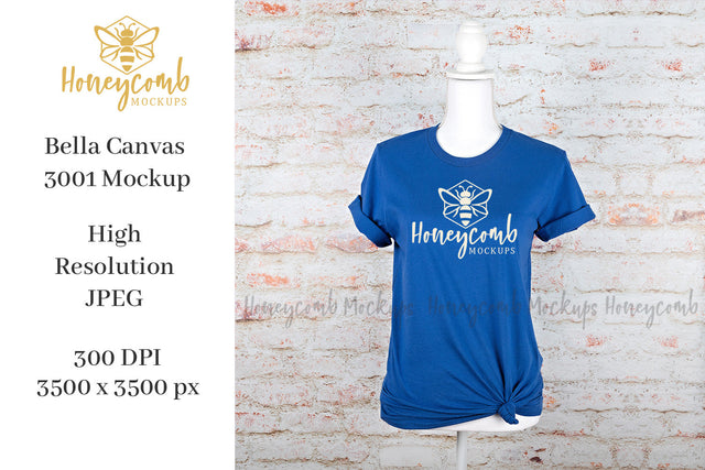 True Royal Bella Canvas 3001 Mockup, Women's T-Shirt Mockup, 4th of July Mockup, Patriotic Mockup, Mannequin Mockup Mock Up Photo Honeycomb Mockups 